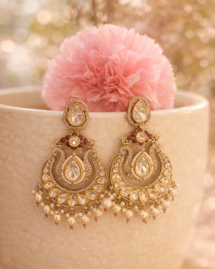 Ruby chandbali jhumkas
