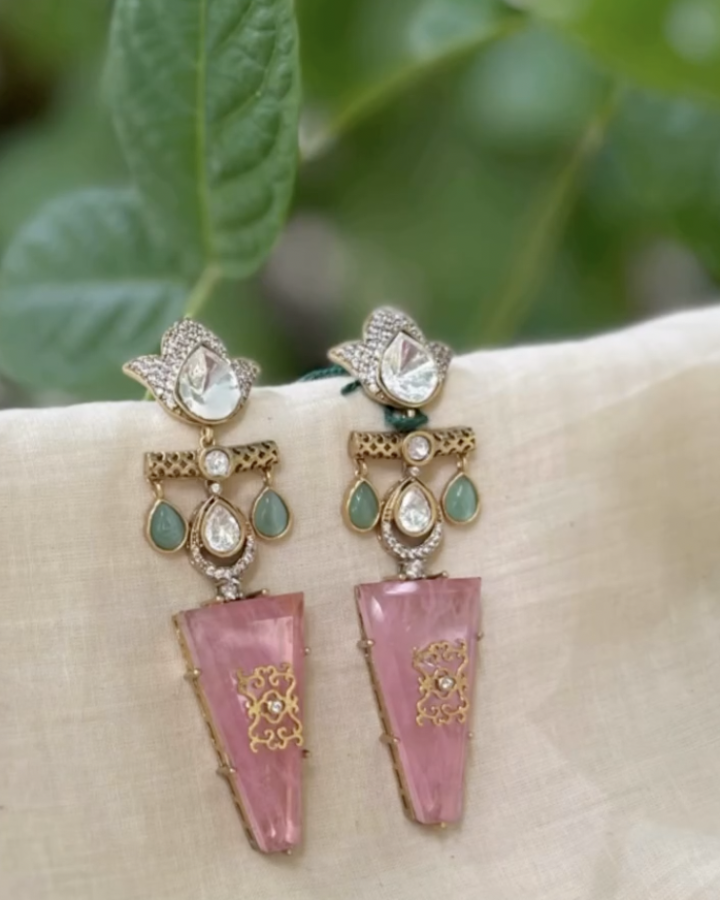 Mint polki jhumkas